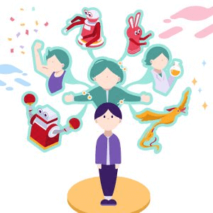 イラスト 人の能力がロボットなどによって拡張している様子