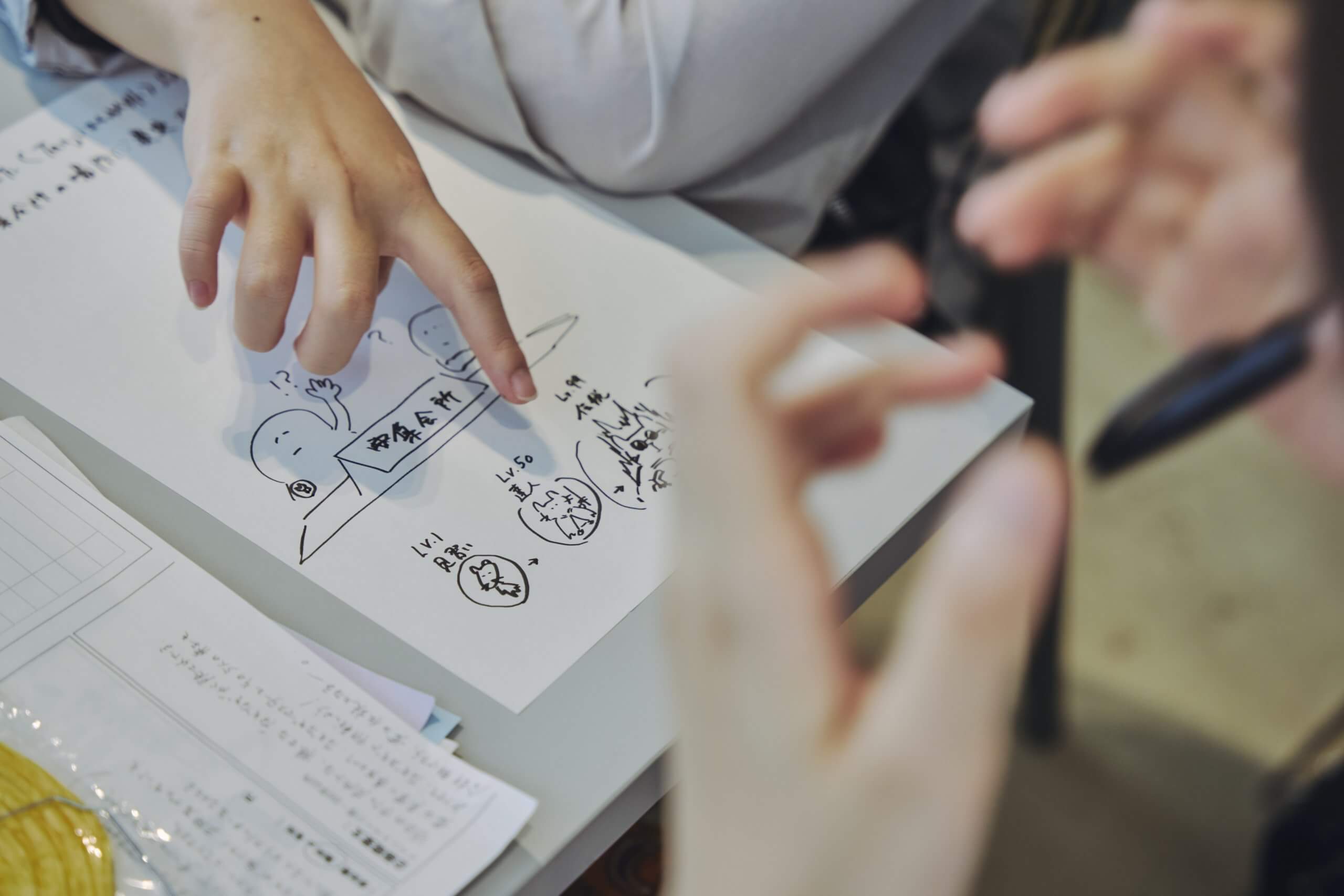 写真：図式化する様子